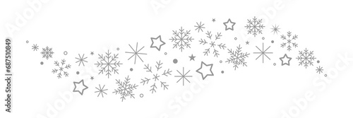 Christmas ilustration of  Sparkling Star and Snowflake vector banner isolated on White background.
