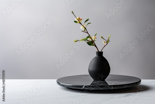 Minimal Black Vase on a Marble Table