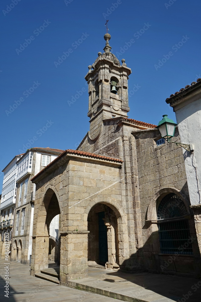 Fototapeta premium Church of Santa María Salomé. It is the only Spanish church dedicated to the mother of the Apostle James and Saint John the Evangelist Santiago de Compostela, Galicia, Spain 10092023