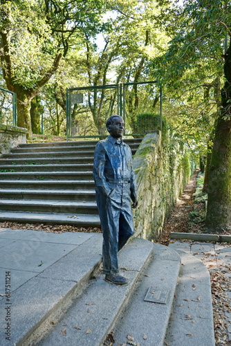 Statue of the Andalusian poet and playwright Federico García Lorca in the Alameda of Santiago de Compostela Santiago de Compostela, Galicia, Spain 10092023