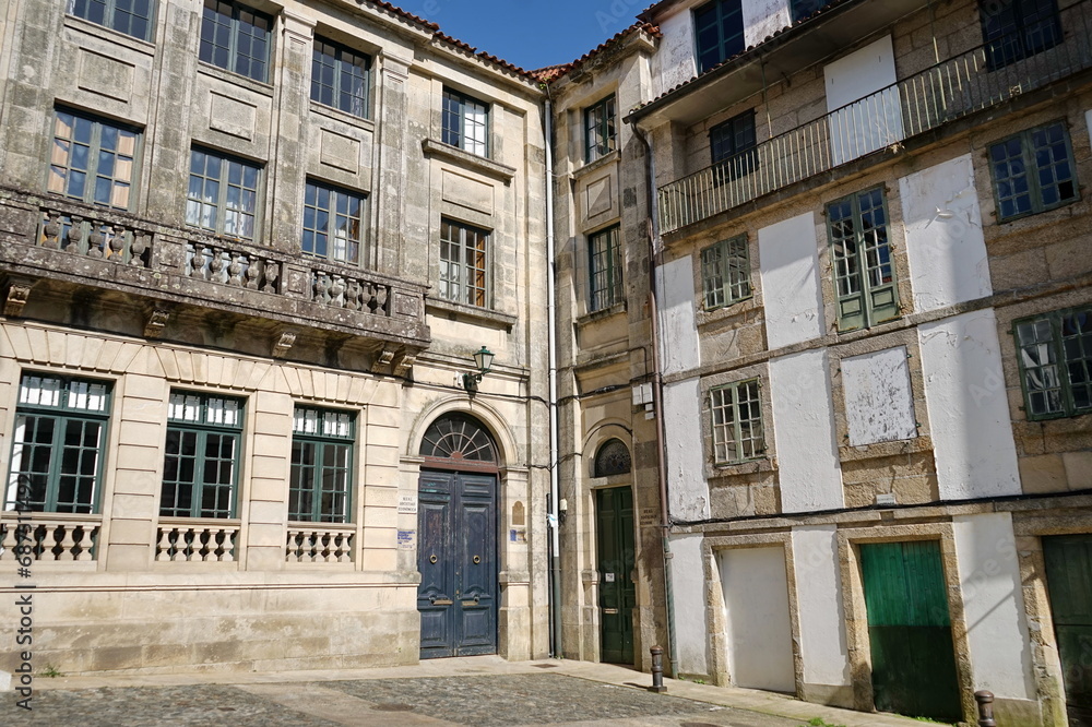 Historical buildings in the 'Praza de Salvador Parga', in the city of Santiago de Compostela Santiago de Compostela, Galicia, Spain 10092023