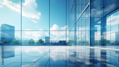 glass buildings with cloudy blue sky background : Generative AI