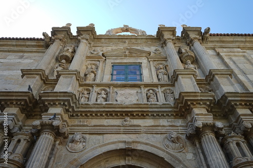 Building of the 'Colexio de Fonseca' on 'Rúa do Franco' street in Santiago de Compostela. It currently houses the 'Biblioteca Xeral da Universidade' Santiago de Compostela, Galicia, Spain 10092023