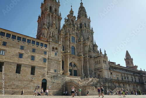 Baroque facade of the 'Praza do Obradoiro' of the Cathedral of Santiago de Compostela Santiago de Compostela, Galicia, Spain 10092023