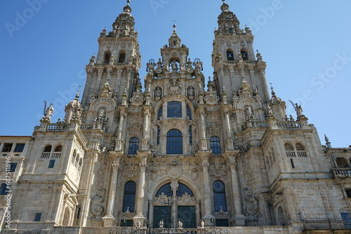 Baroque facade of the 'Praza do Obradoiro' of the Cathedral of Santiago de Compostela Santiago de Compostela, Galicia, Spain 10092023 photo