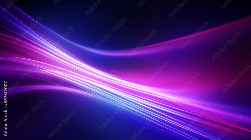 Blur neon glow. Fluorescent abstract background. Futuristic radiance. Defocused UV navy blue pink purple color light flare motion modern overlay effect : Generative AI