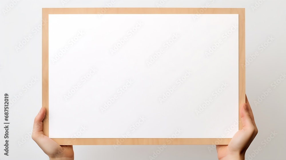 Copy space for your text. Man's hands holding empty board isolated on white background. Close up. High resolution : Generative AI Copy space for your text. Man's hands holding empty board isolated on white background. Close up. High resolution : Generative AI