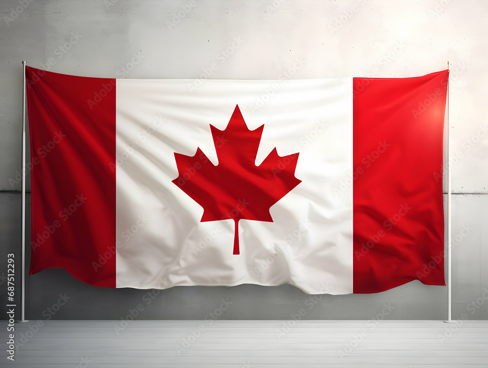 Canada national flag background,  Canadian flag weaving made by silk cloth fabric, Canada background, ai generated image