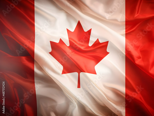 Canada national flag background, Canadian flag weaving made by silk cloth fabric, Canada background, ai generated image