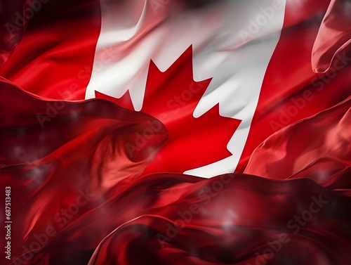 Canada national flag background, Canadian flag weaving made by silk cloth fabric, Canada background, ai generated image