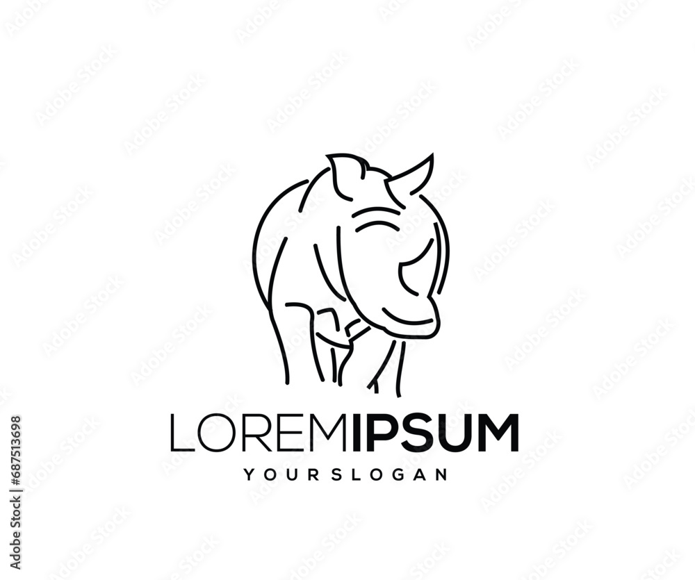 Single Line Rhino Mascot