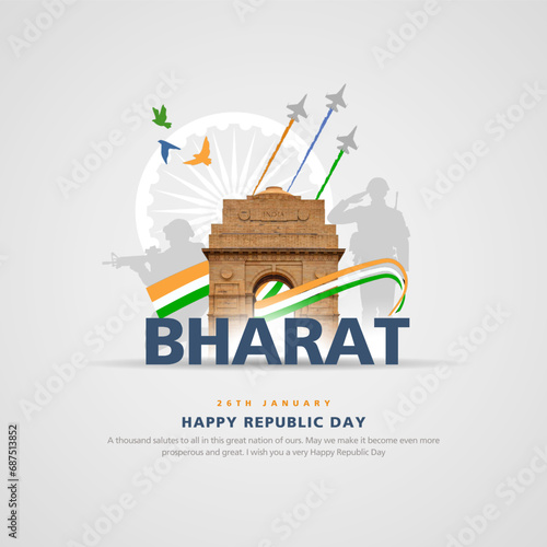 happy republic day India greetings. vector illustration design. photo