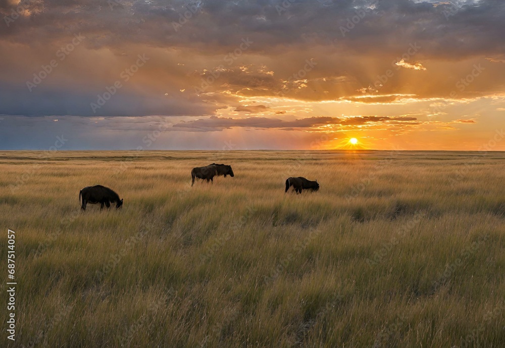 Golden Horizon: Saskatchewan's Grasslands National Park Sunset Safari Golden Horizon: Saskatchewan's Grasslands National Park Sunset Safari