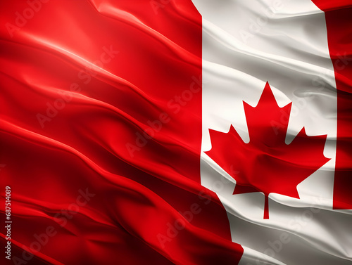 Canada national flag background, Canadian flag weaving made by silk cloth fabric, Canada background, ai generated image