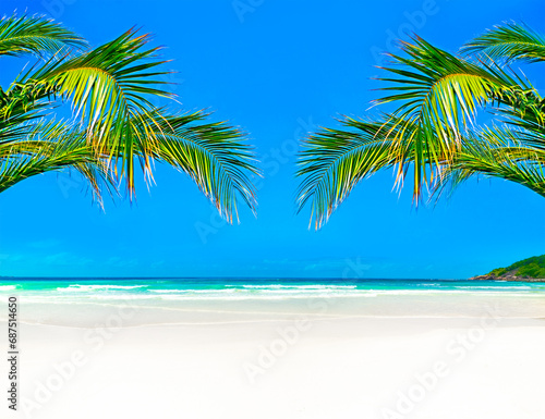 White sand and turquoise water in a tropical island