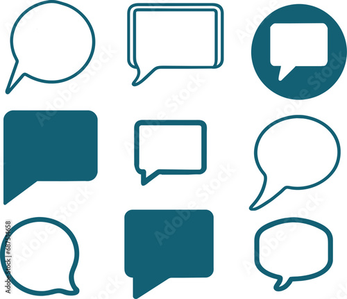 Set of balloon chat dialogue box icon symbol