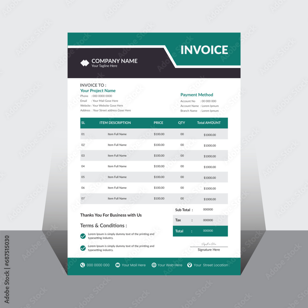 Vector creative modern invoice business template Vector creative modern invoice business template