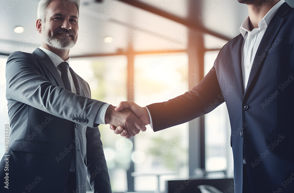 Deal Done: Two Businessman Shaking Hands Over Contract in Modern Office Deal Done: Two Businessman Shaking Hands Over Contract in Modern Office