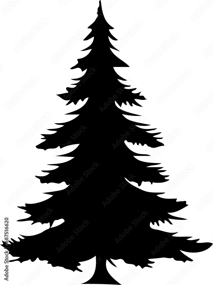 Obraz premium Christmas tree silhouette isolated on white