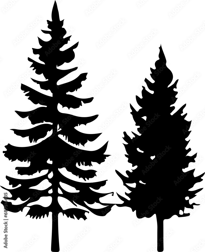 Christmas tree silhouette isolated on white