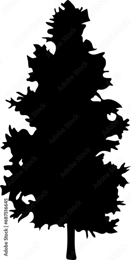 Christmas tree silhouette isolated on white
