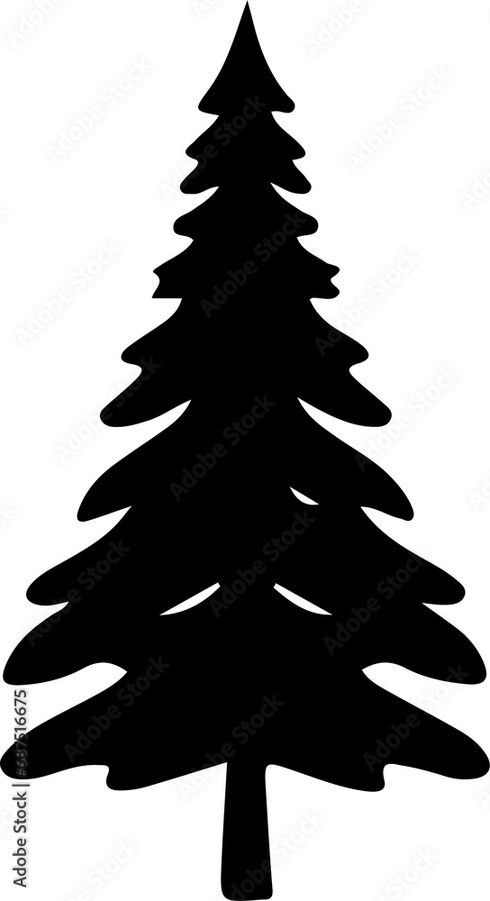 Obraz premium Christmas tree silhouette isolated on white
