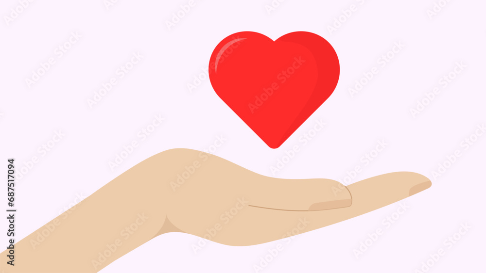 hand and red love illustration hand and red love illustration