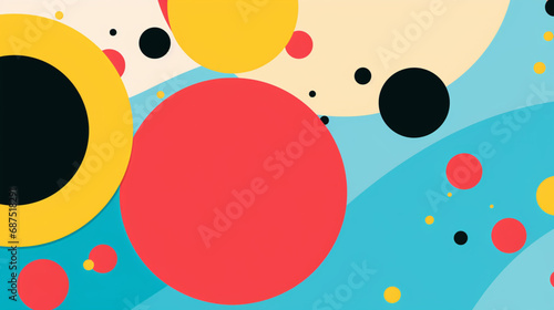A pop art style with colorful bubbles and geometric shapes background. Pop art illustration wallpaper photo