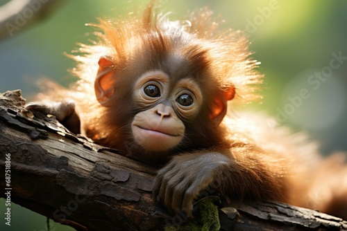 Cute Little Baby monkey in forest