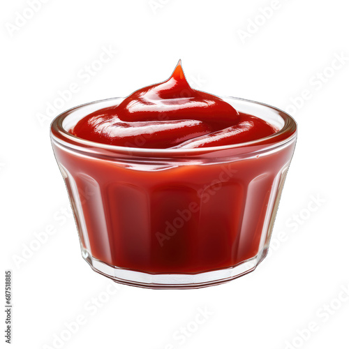 Tomato ketchup in a bowl isolated