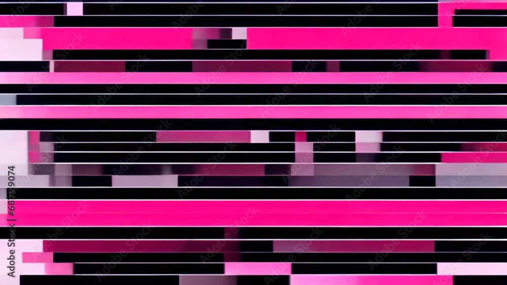 Pink and black glitchy stripes on a screen Pink and black glitchy stripes on a screen