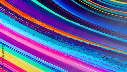 Abstract marbled acrylic paint ink painted waves painting texture colorful background banner - Bold colors, rainbow color swirls wave