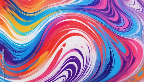 Abstract marbled acrylic paint ink painted waves painting texture colorful background banner - Bold colors  rainbow color swirls wave