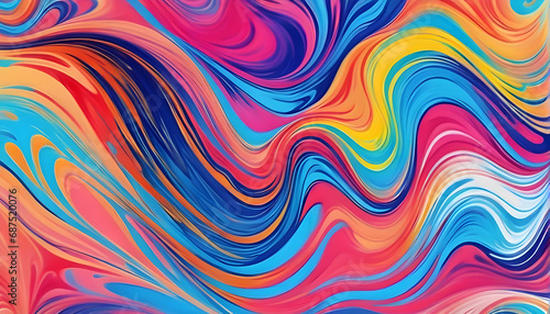 Abstract marbled acrylic paint ink painted waves painting texture colorful background banner - Bold colors  rainbow color swirls wave