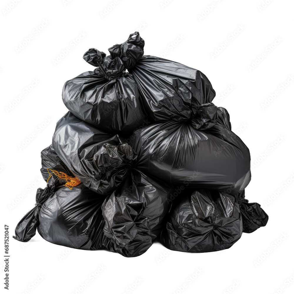 Black garbage bag isolated