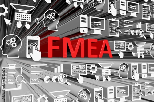 FMEA concept blurred background 3d render illustration