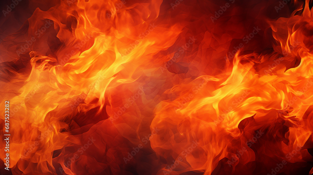 Intense Heat and Passion: Abstract Background of Fiery Flames Burning with Incandescent Glow - Perfect for Dynamic Designs and Hot-themed Projects.