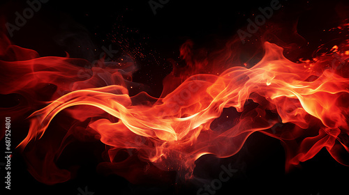 Intense Heat and Vivid Flames  Realistic Abstract of Burning Fire with Red Hot Sparks - Fiery Blaze Igniting Passion in a Vibrant Display of Combustion and Energy.