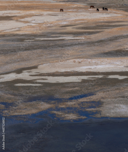 Morandi colored Pamir wetland