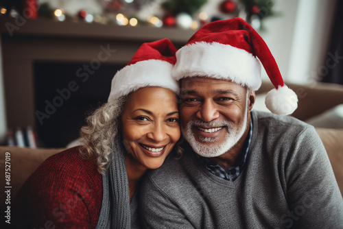 Excited couple wife husband grandparents celebrating new year christmas night Generative AI portrait