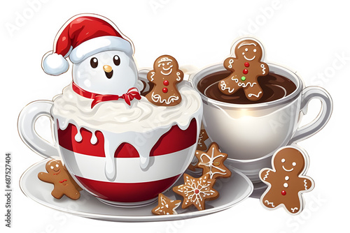 Wallpaper Mural Christmas Hot Chocolate Clipart Graphic.on white background. Torontodigital.ca