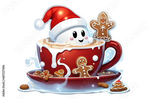Wallpaper Mural Christmas Hot Chocolate Clipart Graphic.on white background. Torontodigital.ca