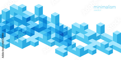 Background of cubes and squares.Isometric abstraction.Geometric lines.Vector illustration.