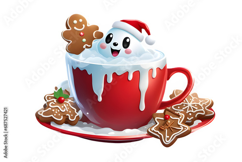 Christmas Hot Chocolate Clipart Graphic.on white background.