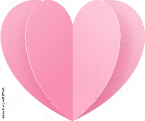 Pink paper heart isolated on transparent background, png, cutout, design element for valentine’s , mother’s day decoration. © i_fleurs