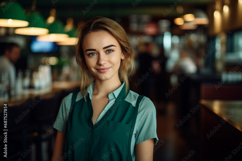 Generative ai image of smiling successful confident woman cafe owner