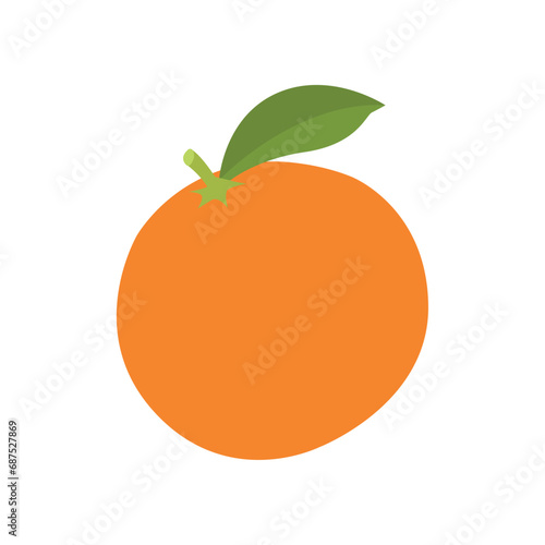 Tangerine orange green leaf vector fruit emoji