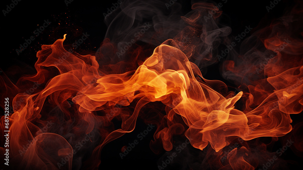 Fiery Passion on White: Dynamic Abstract Flames Burning with Energy - Powerful Heatwave Illustration for Vibrant Backgrounds and Expressive Designs.