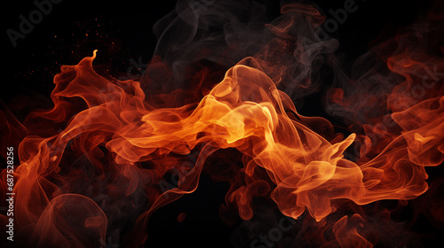 Fiery Passion on White: Dynamic Abstract Flames Burning with Energy - Powerful Heatwave Illustration for Vibrant Backgrounds and Expressive Designs.