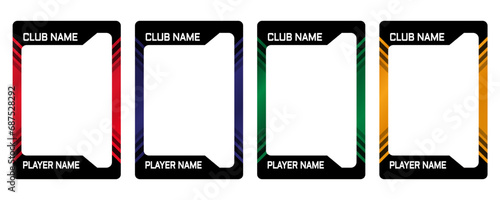 sports and gaming card templates with a combination of solid and black colors 